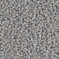 Opaque Gray Luster Miyuki 15/0 seed beads, colour 1866, 8.2g approx.