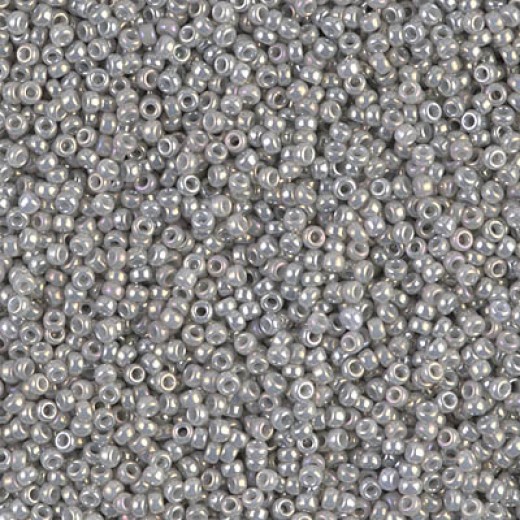 Opaque Gray Luster Miyuki 15/0 seed beads, colour 1866, 8.2g approx.