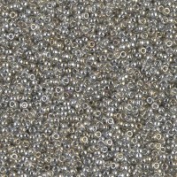 Transparent Silver Grey Gold Luster Miyuki 15/0 seed beads, colour 1881, 8.2g approx.