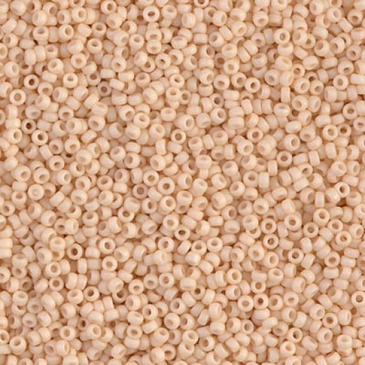 Opaque Antique Beige Matte Miyuki 15/0 seed beads, colour 2022, 8.2g approx.