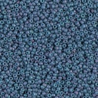 Metallic Steel Blue Luster Matte Miyuki 15/0 seed beads, colour 2030, 8.2g approx.