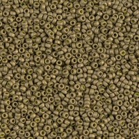 Opaque Golden Olive Luster Matte Miyuki 15/0 seed beads, colour 2032, 8.2g approx.