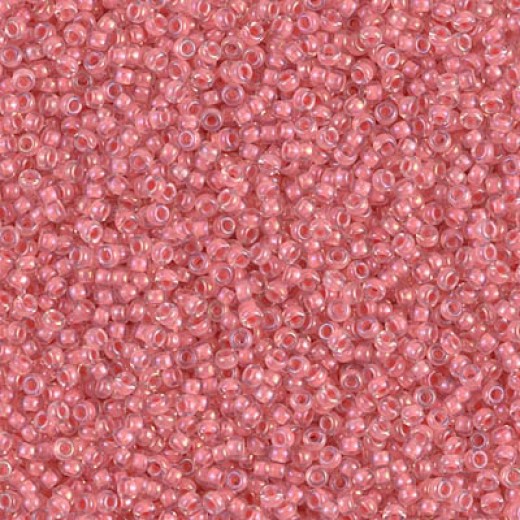 Coral Lined Crystal Luster Miyuki 15/0 seed beads, colour 2200, 8.2g approx.