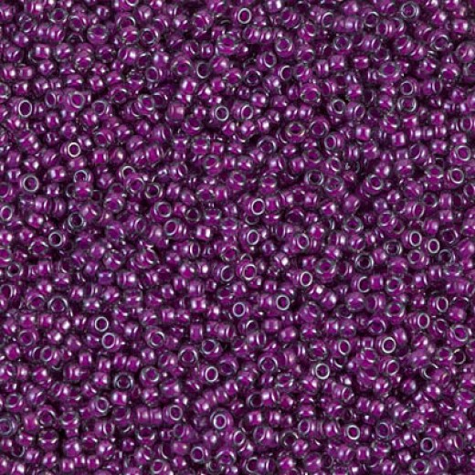 Fuchsia Lined Crystal Luster Miyuki 15/0 seed beads, colour 2247, 8.2g approx.