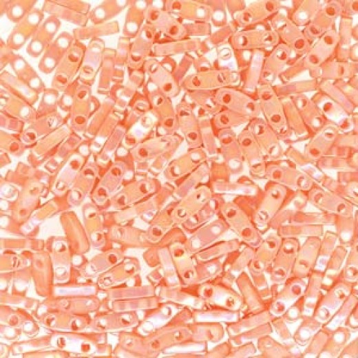 Salmon Opaque Luster Quarter Tila Bead, colour 596, 5.2g approx.