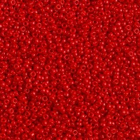 Dyed Semi-Frosted Opaque Bright Red Miyuki 15/0 Seed Beads, 8.2g approx, Colour 1684