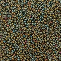 Matte Metallic Olive Green Gold Luster Miyuki 8/0 Seed Beads, Colour 2068, 22g approx.