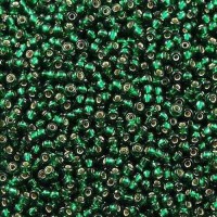 Silver Lined Dark Emerald, Miyuki 11/0 Seed Beads, Colour 0027, 22g Approx