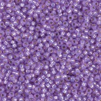 Lilac Silver Lined Opal Dyed Alabaster Miyuki 15/0 Seed Beads, 100g, Colour 0574