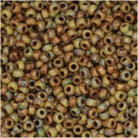 Chartreuse Opaque Picasso, Miyuki 15/0 Seed Beads, Colour 4515, 8.2g approx.