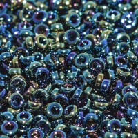 Metallic Blue Iris Miyuki Spacer Beads 3 x 1.3mm, colour 0455, approx 10g