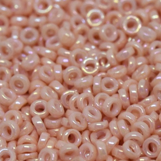 Semi-Matte Opaque Salmon Miyuki Spacer Beads 3 x 1.3mm, colour 0596, approx 10g