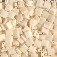 A bulk bag of approximately 50g,Opaque Ivory Miyuki TILA Beads, Colour 0491