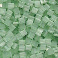 A bulk bag of approximately 50g Silk Pale Green Miyuki TILA Beads, Colour 2559