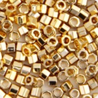 24kt Light Gold Plated, Colour Code 0034, Size 11/0  Cut  Miyuki Delica Beads, 3.3g approx.