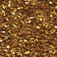 DBLC0031 Bright Gold 24Kt plated Miyuki size 8/0 Hex Cut Miyuki Delica Beads, Colour Code 0031, approx 5.2g