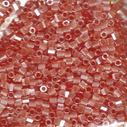 DBLC0106 Transparent Pink Luster Miyuki size 8/0 Hex Cut Miyuki Delica Beads, Colour Code 0106, approx 5.2g