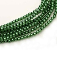 Christmas Green 2mm Glass Pearls  Approx 150 Beads,