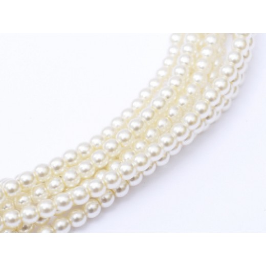 Antique Cream Shiny 2mm Glass Pearls, Approx 150 Beads