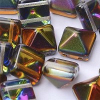 12mm Twin Hole Pyramid Beads, Crystal Magic Copper, Pack of 5