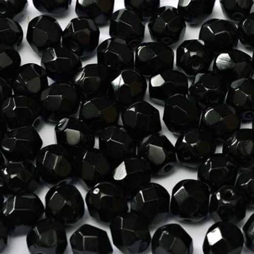 Jet 4mm Firepolished beads, 120pcs approx.