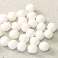 6mm Fire Polished Beads, Chalk White, Bag of 50 pcs.