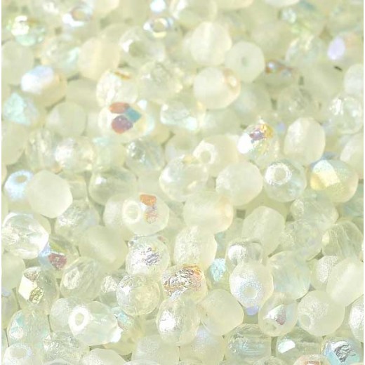 Green Rainbow 4mm Crystal etched firepolished beads, pack of 120pcs