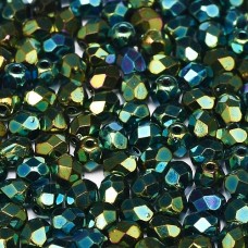 Jet Green Iris 3mm Firepolished Beads, Pack of 120pcs