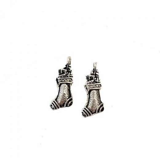 Stocking Charm, Silver Colour, 10 x 24mm