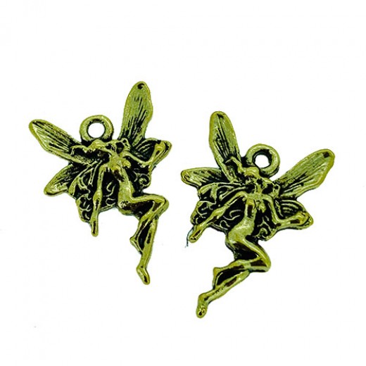 Fairy Charms, Gold Colour, 15 x 22mm, Pack of 4