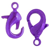 9.5mm Lobster Clasps Purple, Pack of 4