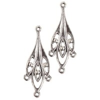 Chandelier Earring 34mm 4 Ring, Antique Silver Colour, 1 Pair