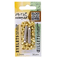 3.5mm Gold Eyelets With Setter And Punch Tool by Metal Complex, Pack of 36 Pieces