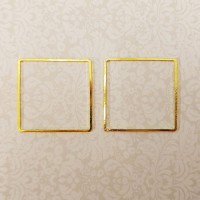 Bead Frames, 25mm Squares, Gold Colour, 2 Pieces