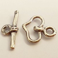 Beadalon Sterling Silver Small Heart  Toggle Clasp, 423G-247, 1 set.