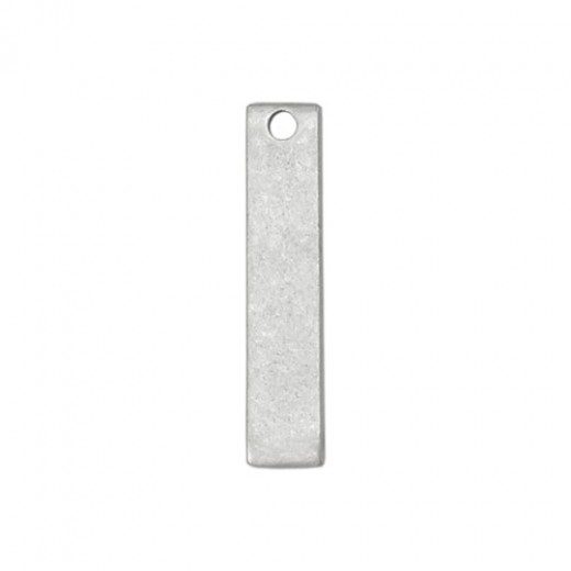 Matte Silver Plated Pewter Rectangle, 1 3/4" x 1/4"