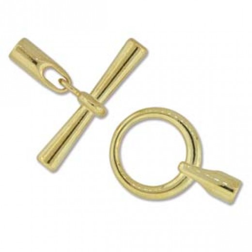 Large Glue-in Toggle Clasp, I.D 3.2mm, Gold