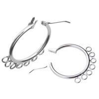 Chandelier Earrings (7 Ring Design) Rhodium Plated -1 pr