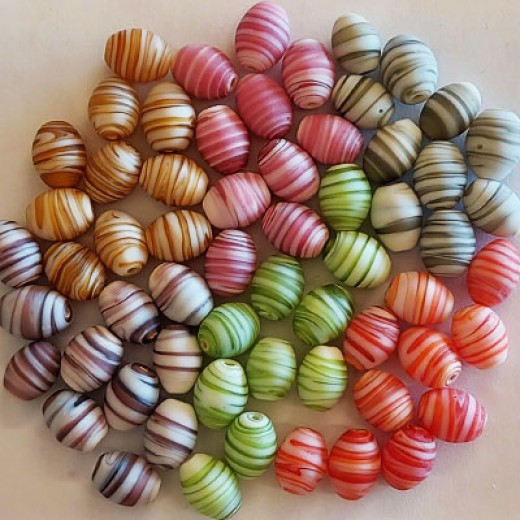 Matte Glass Swirl Beads, Oval Beads Bundle