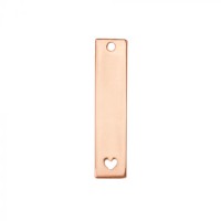 Rose Gold Plated Pewter Rectangle with Heart, 1 3/8 x 5/16"