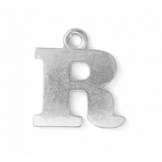 Letter Charm R, Pewter, 3/4" (19mm)