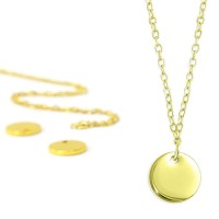 Impress Art Personal Impressions, Gold Plated 16 Gauge 18" Necklace with Small 10mm Circle Tag, Pack of 5