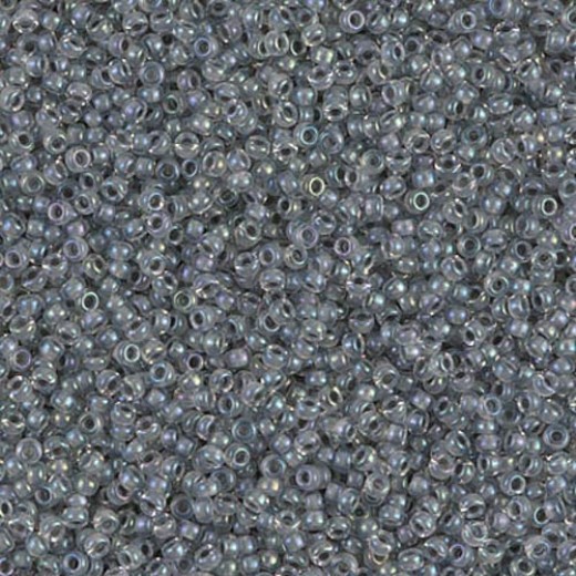 Dark Grey Lined Crystal AB Miyuki 15/0 seed beads, colour 2210, 8.2g approx.