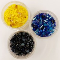 Blue Tit Beads - Black, Blue And Yellow Czech Mix