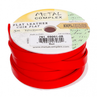 Red 10x2mm Leather, 5 Metre Reel