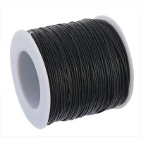 3mm Waxed Cotton Cord, Black, 8m length., 