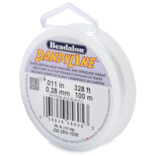 Dandyline 0.28mm Diameter Thread in White, 100M